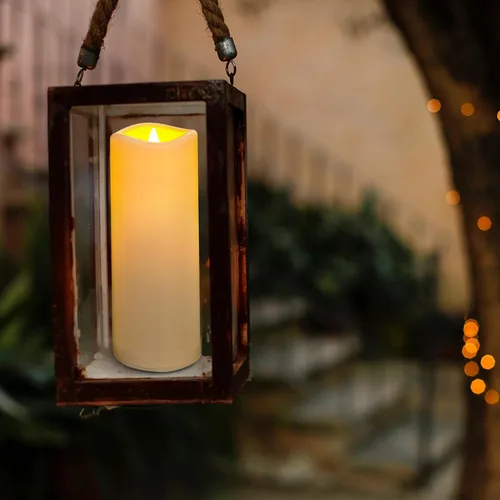 Miniatura 9 de Velas LED sin llama, paquete de 1, vela impermeable para exteriores con control remoto y temporizador, velas falsas de pilar parpadeantes