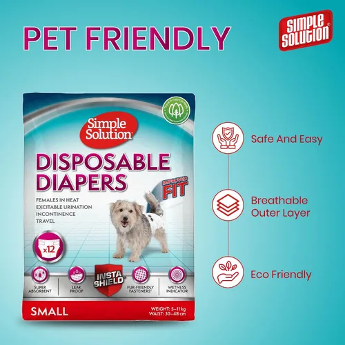 Miniatura 7 de Simple Solution Pañales para perros desechables, 12 unidades, S