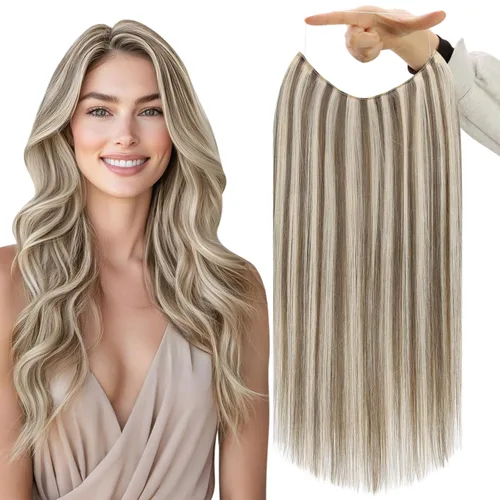 Miniatura 11 de Fshine - Extensiones de cabello humano con clip, de 16 pulgadas, con clip, color marrón chocolate, mezcla de rubio caramelo, extensiones de cabello