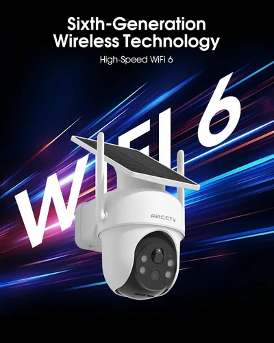Miniatura 7 de ARCCTV Cámaras de seguridad solares inalámbricas para exteriores, cámara alimentada por batería de 4MP 360°, visión nocturna con foco, audio de 2