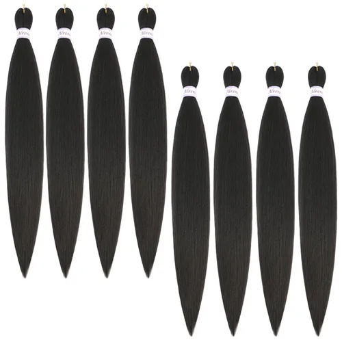 Miniatura 73 de Alrence Cabello estirado para hacer trenzas, trenza larga de 30 pulgadas, 8 paquetes, extensiones profesionales de trenzado de cabello sintético, 1b#