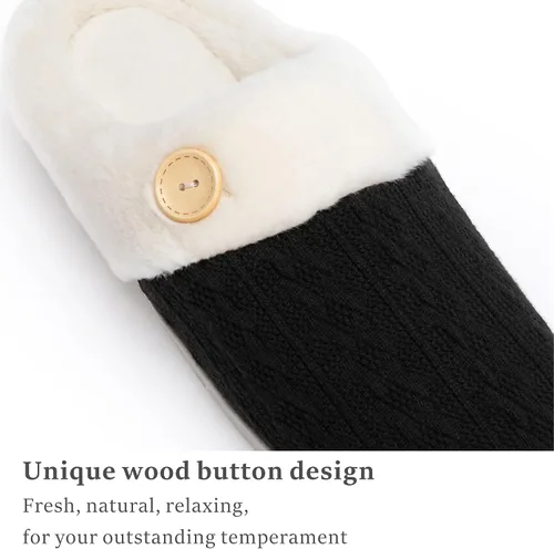 Miniatura 4 de Chantomoo Pantuflas para Mujer Cálidas y Cómodas con Espuma Viscoelástica Pantuflas de Casa Zapatos de Punto con Forro de Piel Sintética Suela