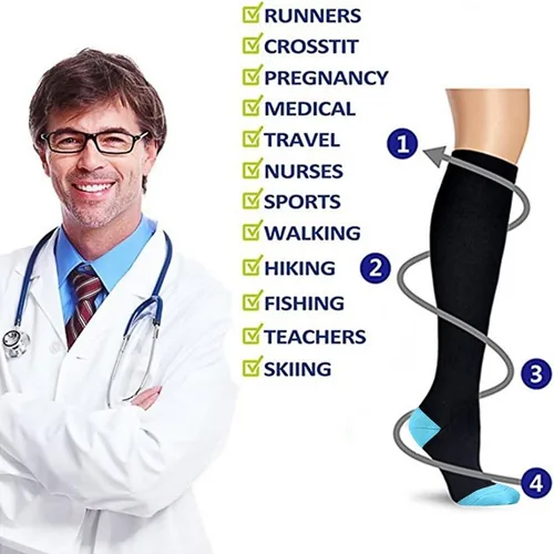 Miniatura 3 de zuoge Paquete de 6 pares de calcetines de compresión, los mejores calcetines médicos, de enfermería, viajes y vuelo, para correr y fitness, 15-20