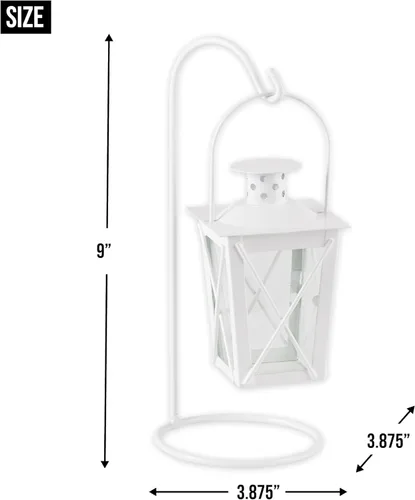 Miniatura 7 de Gifts & Decor - Faroles para velas, 3 7/8 x 3 7/8 x 9, color blanco