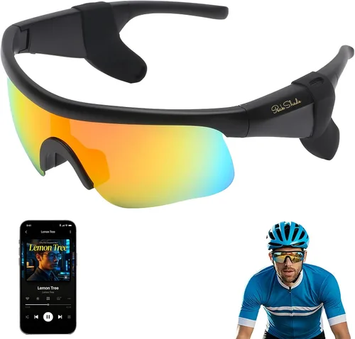 Miniatura 16 de Lentes inteligentes para hombres y mujeres, gafas de sol deportivas Bluetooth 5.3 con llamadas manos libres, altavoz de oreja abierta, UV400