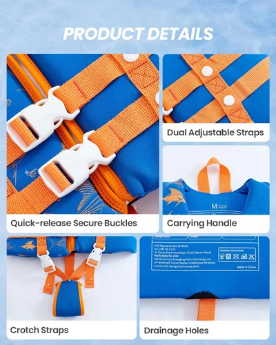 Miniatura 4 de Gogokids Chaleco de natación para niños, flotadores para bebés – Chaleco de flotabilidad para niños y niñas para piscina y playa, para niños de 2 a