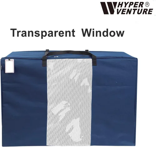 Miniatura 4 de HYPER VENTURE Bolsa de almacenamiento plegable para colchón, funda de transporte duradera para colchones dobles de hasta 6 pulgadas, color azul Azul