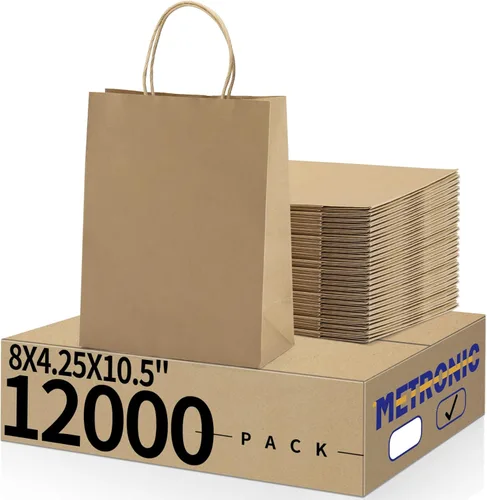 Miniatura 12 de Metronic - Bolsas de regalo de papel kraft con asas de 16 x 6 x 12 pulgadas, paquete de 6000 Para Navidad, recuerdos de fiesta de cumpleaños