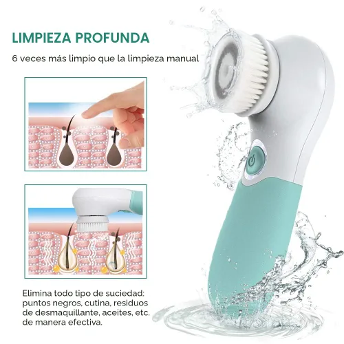 Miniatura 3 de Cepillo de limpieza facial eléctrico exfoliante facial con 3 cabezales limpiadores y 2 velocidades ajustables para limpieza profunda, eliminación