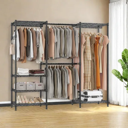 Miniatura 6 de BATHWA - Perchero de alta resistencia independiente para espacio de 68.9 a 90.2 pulgadas Expandable Clothing Storage, Adjustable 6 Shelves, 4