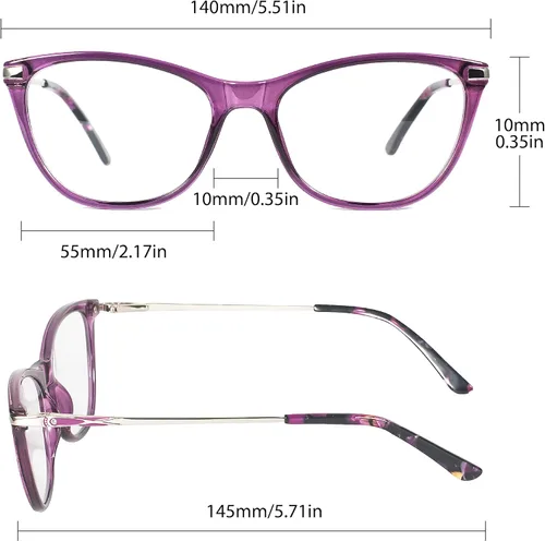 Miniatura 8 de Gafas de lectura con bloqueo de luz azul, gafas de lectura de ojo de gato, gafas de lectura ultraligeras para mujeres BHX8012