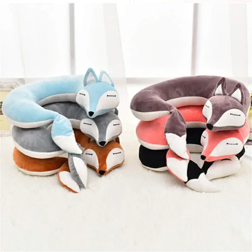 Miniatura 7 de Almohadas de viaje, aviones, zorro, animal de animal, almohada de cuello en forma de U, almohada de felpa cálida de dibujos animados cómoda