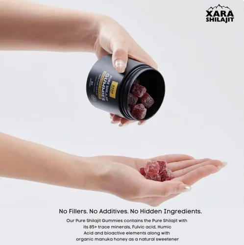 Gomitas puras de Shilajit del Himalaya para hombres, gomitas con 85+ minerales traza y ácido fúlvico, sin azúcar añadido, apoyo natural para la