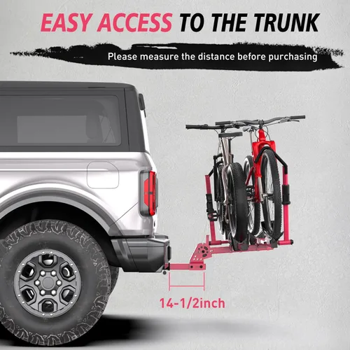 Miniatura 5 de Soporte para bicicleta eléctrica para 2 bicicletas, soporte para bicicletas de montaje en enganche de alta resistencia de 200 libras, sin marco