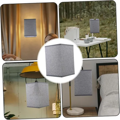 Miniatura 6 de Angoily Cubierta de pantalla de lino para lámpara de mesa y de pie, diseño rectangular extraíble, fácil instalación para decoración e iluminación