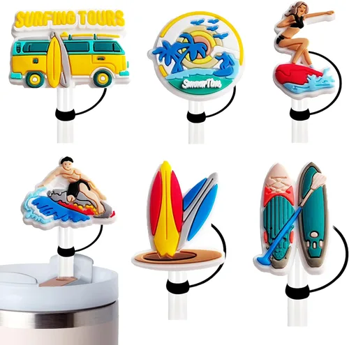 Miniatura 15 de 6 piezas de tapas de popote mágicas de silicona para taza Stanley de 30 y 40 oz, tapas reutilizables para popotes para accesorios de taza Stanley