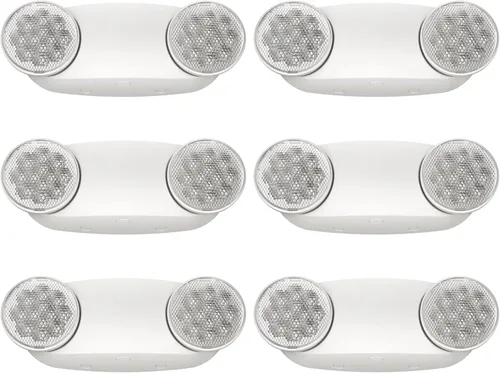 Paquete de 6 luces de emergencia para negocios, con batería de respaldo, cable duro, certificado UL 924, CA 120/277V, iluminación de emergencia LED