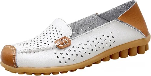 Miniatura 5 de Zapatos deportivos de moda para mujer, mocasines casuales de cuero con estampado floral, puntera redonda, huecos, tacón bajo, mocasines ligeros