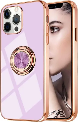 Miniatura 15 de Compatible con iPhone 11 Kickstand, anillo de rotación de 360 grados integrado con borde de oro rosa brillante que funciona con soporte magnético