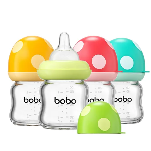 Miniatura 26 de YOHKOH Biberón de vidrio natural con pezón de flujo lento de nivel 1, biberones anticólicos para recién nacidos, botella de vidrio de cuello ancho