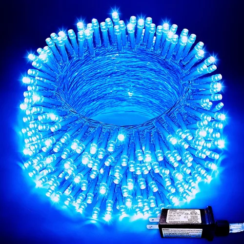 Miniatura 46 de JMEXSUSS Luces rojas blancas y azules con cable transparente, 66 pies, 200 luces LED para decoración del 4 de julio, luz de Navidad para celebración