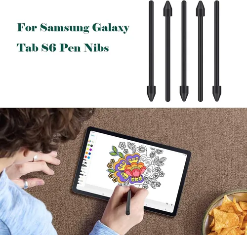 Miniatura 2 de Paquete de 5 puntas de bolígrafo S6 S para Samsung Galaxy Tab S6, piezas de repuesto con pinzas (negro)