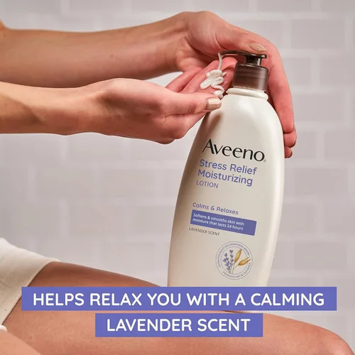 Miniatura 3 de Aveeno Stress Relief Moisturizing Body Lotion with Lavender Scent, Natural Oatmeal to Calm & Relax, Non-Greasy Daily Stress Relief Lotion, 12 fl. oz