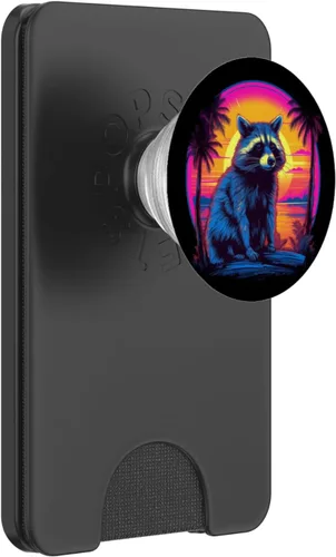 Miniatura 7 de Vintage Retrowave Synthwave 80s Vaporwave mapache PopSockets estándar PopGrip