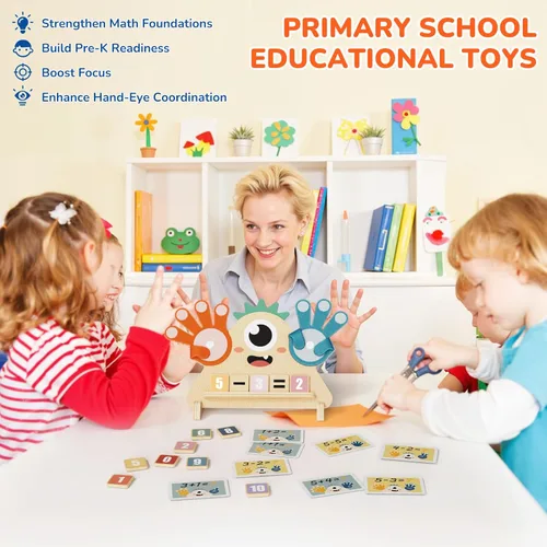 Miniatura 5 de Juguetes Montessori para niños de 3, 4 y 5 años, juguetes de aprendizaje preescolar para niños pequeños, bloques de números de madera para contar