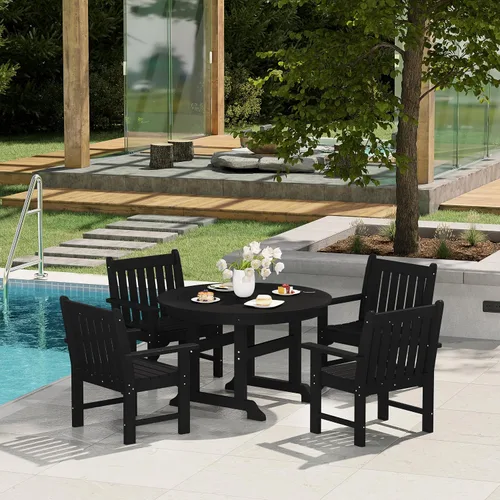Miniatura 3 de WestinTrends Malibu Outdoor Patio HDPE Adirondack Silla de comedor para patio, color negro
