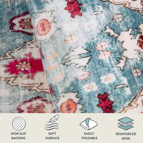 Miniatura 7 de Lahome Alfombra Bohemia Tribal Lavable de 3 x 5, Alfombras Antideslizantes para Entrada, Dormitorio, Sala de Estar, Vintage, Ultra Suave, No