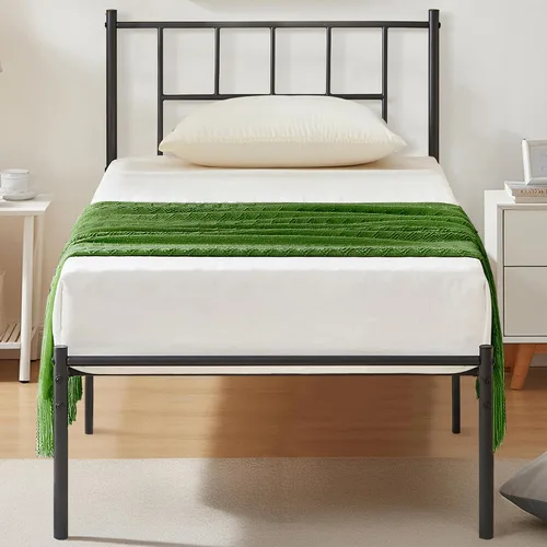 Miniatura 21 de VECELO Marco de cama de plataforma de metal completo con cabecero, soporte de listones de acero resistente, almacenamiento debajo de la cama,