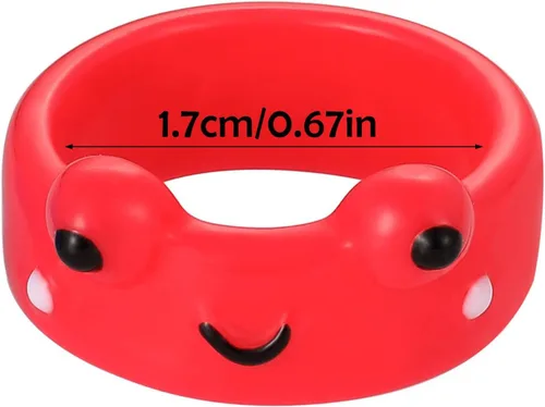 Miniatura 6 de Anillo de acrílico para mujer, adolescente, niña, niño, colorido, personalizado, divertido, de plástico, apilado, cerdo, rana, pollo, amistad