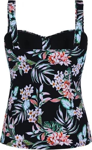 Miniatura 3 de SONAFIO Parte superior tipo tankini con nudo frontal para mujer, solo fruncido, control de abdomen, traje de baño bandeau