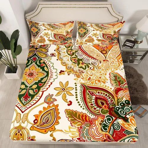 Miniatura 45 de Sábanas de cama góticas de damasco para adultos, sábana bajera ajustable victoriana antigua, sábanas góticas florales vintage, juego de ropa de cama