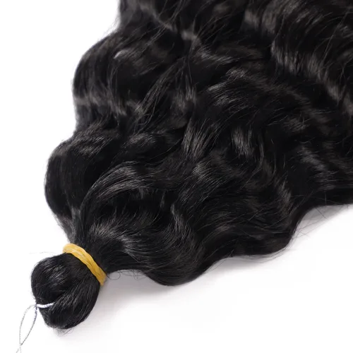 Miniatura 5 de Extensiones de cabello ondulado con ganchillo Ocean Wave de 18 pulgadas, 6 paquetes, extensiones de cabello de ganchillo sueltas de onda profunda #1B