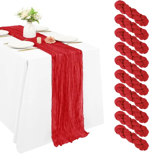 Miniatura 24 de 10 piezas de camino de mesa de estopilla en azul bebé 10 pies, camino de mesa de gasa para recepción de boda, despedida de soltera, fiesta