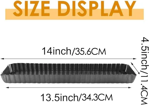 Miniatura 2 de Sartén rectangular antiadherente de 14 pulgadas para quiche con parte inferior extraíble para tartas, quiche para hornear, quiche, pasteles