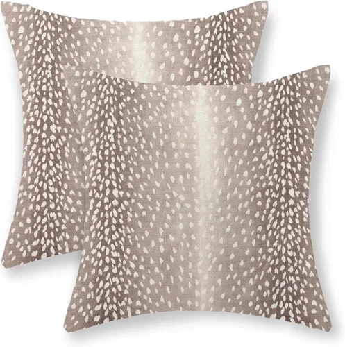 Fundas de Almohada con Estampado de Antílope 16x16 Pulgadas Paquete de 2, Fundas de Almohada Decorativas con Estampado de Piel de Animal Marrón