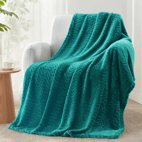 Miniatura 20 de Exclusivo Mezcla - Manta individual para cama, mantas de forro polar ligeras y acogedoras con textura ondulada decorativa, adecuadas para el Verde