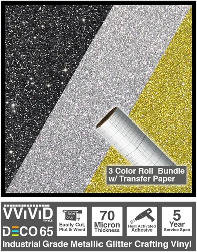 Miniatura 3 de VViViD DECO65 - Rollo de vinilo adhesivo multicolor metálico con purpurina para manualidades (paquete de 8 colores cromados