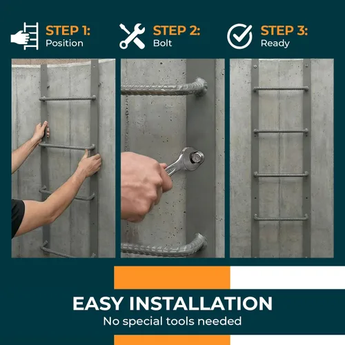 Miniatura 6 de Escalera de acero para ventanas de sótano (gris, 3 peldaños), escalera de salida atornillada resistente para el hogar, fácil de instalar, escaleras