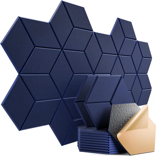 Miniatura 79 de Paquete de 12 paneles acústicos autoadhesivos de 12 x 10 x 0.4 pulgadas, paneles de espuma a prueba de sonido con alta densidad, diseño forrado