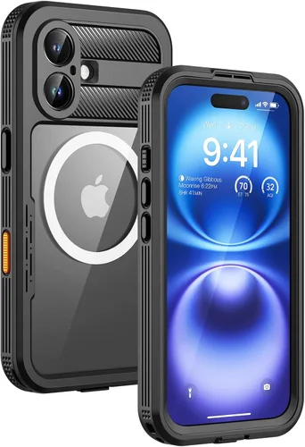 Miniatura 10 de Lanhiem Funda magnética para iPhone 17 Pro Max, IP68 impermeable, a prueba de polvo, compatible con Magsafe, protector de pantalla integrado, cuerpo