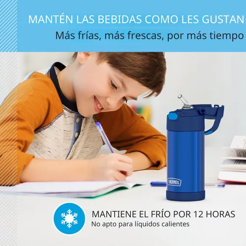 Miniatura 5 de THERMOS FUNTAINER - Botella de acero inoxidable con aislamiento al vacío y sorbete, capacidad de 12 onzas, para niños, azul Azul marino