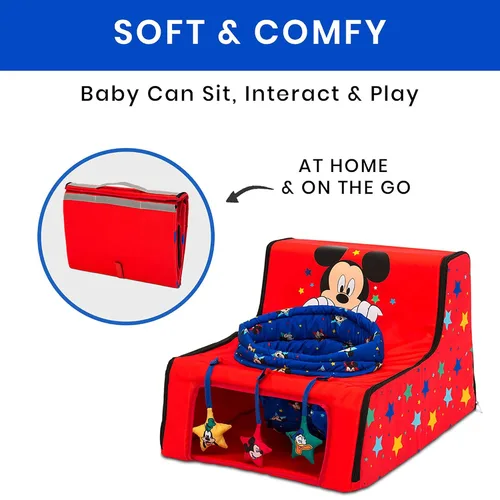 Miniatura 2 de Disney Mickey Mouse Sit N Play Asiento de actividad portátil para bebés por Delta Children - Asiento de suelo para bebés, 17.5 x 21 x 14 pulgadas
