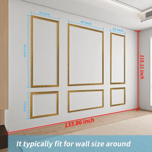 Miniatura 4 de Art3d - Juego de 6 molduras precortadas para pared, paneles de revestimiento para montar, para interior, sala de estar, dormitorio, se instalan