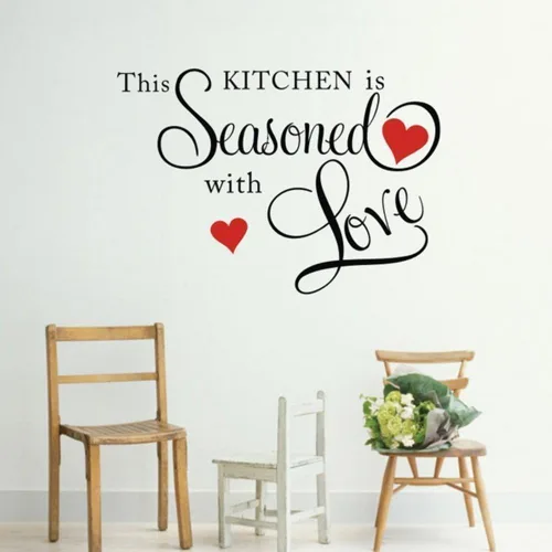 Miniatura 11 de Calcomanía de pared con cita This Kitchen is SEASONED WITH LOVE