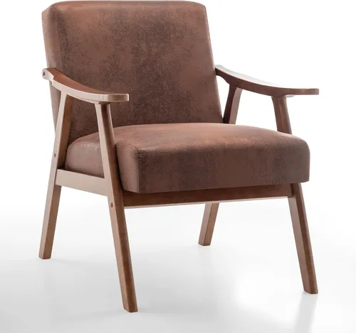 Miniatura 8 de Rovibek Silla decorativa tapizada con brazos, sillas decorativas modernas de mediados de siglo con marco de madera, sillas tapizadas con espuma