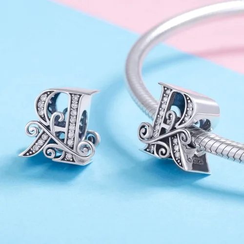 Miniatura 43 de BETTY&SARAH dije de plata esterlina 925 con forma de letra, para pulseras Pandora, letra del alfabeto, joya, regalo para mujer